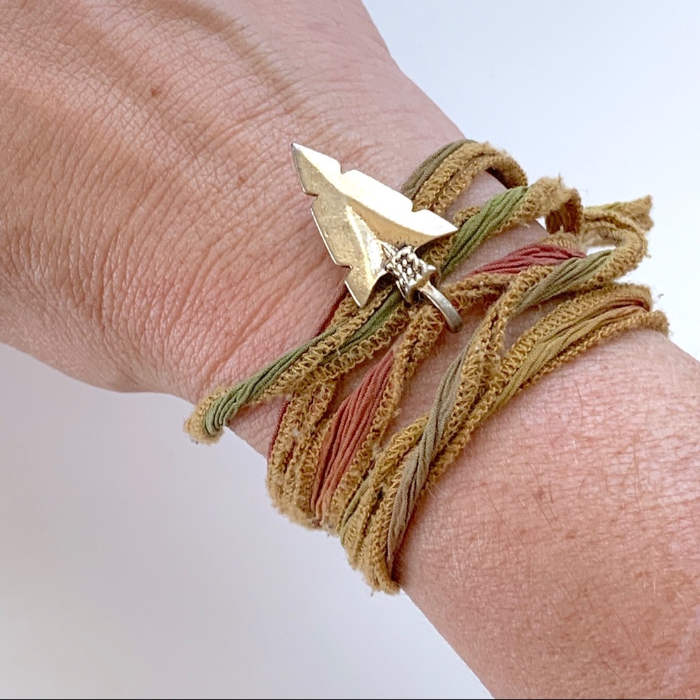 Silk Over Dyed w/ Arrowhead Wrap Bracelet